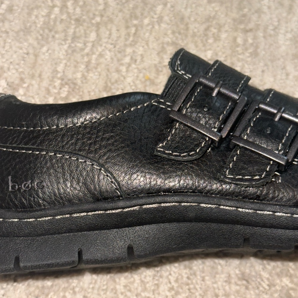 b.o.c. Born Black Leather Double Monk Strap Clogs Loafers Women’s 8.5W EUC - Picture 6 of 10